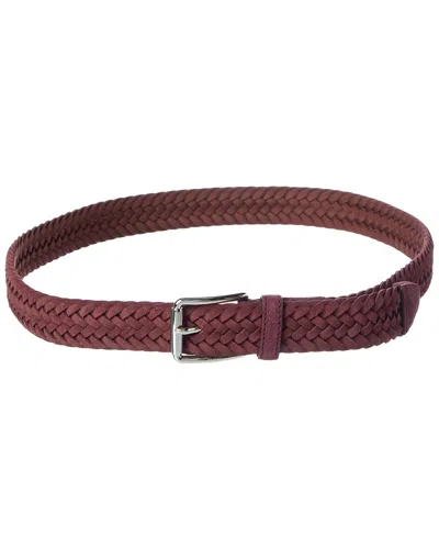 Tod's Woven Suede Belt In Burgundy