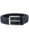 Tod's Woven Suede Belt With Branded Metal Buckle Accessories In Blue
