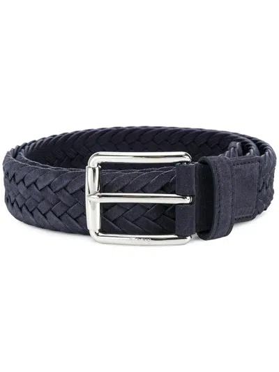 Tod's Woven Suede Belt With Branded Metal Buckle Accessories In Blue