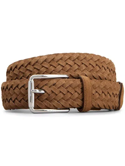 Tod's Woven Suede Belt With Branded Metal Buckle Accessories In Brown
