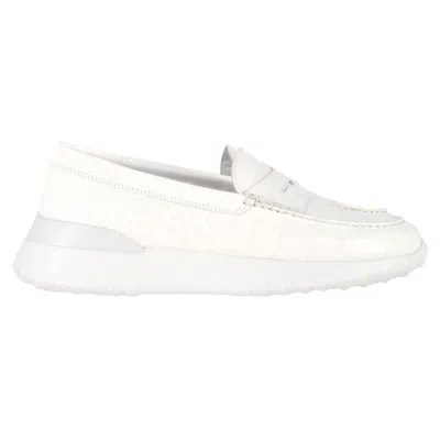 Tod's X Alber Elbaz Croc-embossed Loafers In White Leather