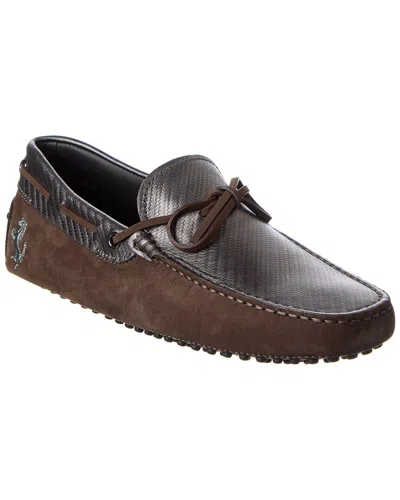 Tod's X Ferrari New Gommini Suede & Leather Loafer In Grey