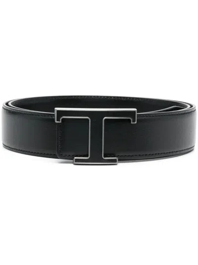 Tod's Xcmcqr55108rjv New T Belt P.35 Vers. 2 Fasciata In Black