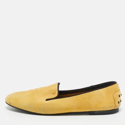 Tod's Yellow Suede Smoking Slippers In Multi