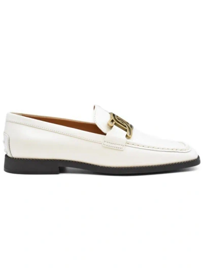 Tod's Yogurt Pelle Leather Flat Shoes In White