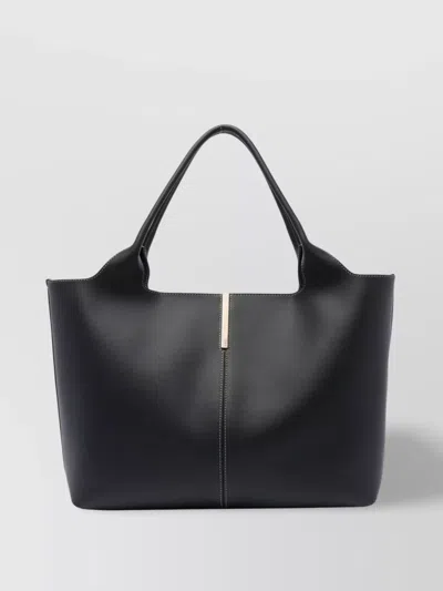 Tod's Top Handle Shoulder Bag With Metal Accent In Black