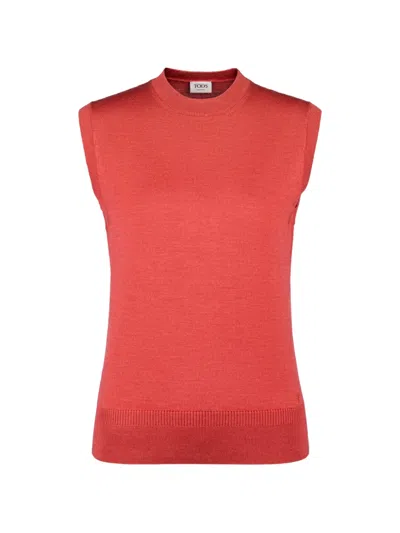 Tod's Top In Silk Blend Knit In Red