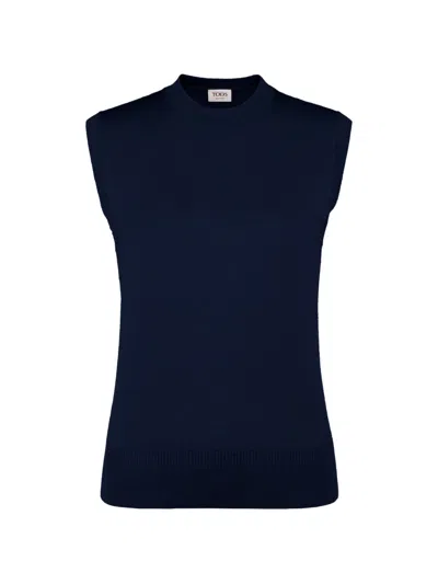 Tod's Top In Silk-blend Knit In Blue