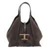Tod's T Timeless Mini Shopping Bag In Suede In Brown