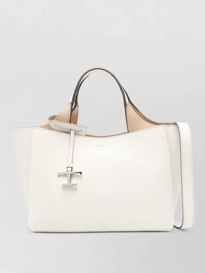 Tod's Tote Bag Detachable Strap Top Handles In White
