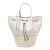 Tod's Logo Embossed Panelled Bucket Bag In White