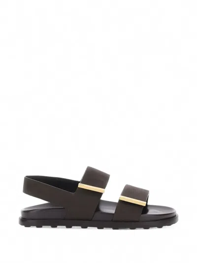 Tod's Touch-strap Suede Sandals In Brown
