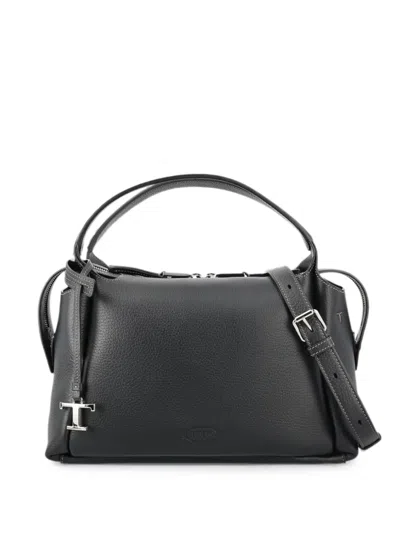 Tod's T-pendant Pebble-leather Handbag In Black