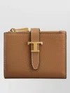 Tod's Tri Fold Leather Wallet Strap Mini Accessory In Brown