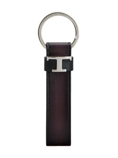 Tod's Tsi Leather Keychain In Purple