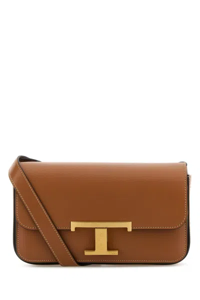 Tod's Caramel Leather Micro T Timeless Crossbody Bag In Brown