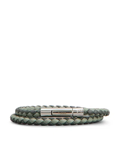 Tod's Two-tone Braided Bracelet In Green