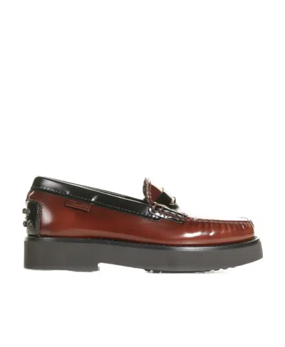 Tod's Two-tone Leather Loafers In Black