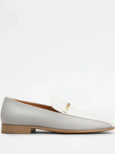 Tod's Two-tone Leather Loafers In Grey