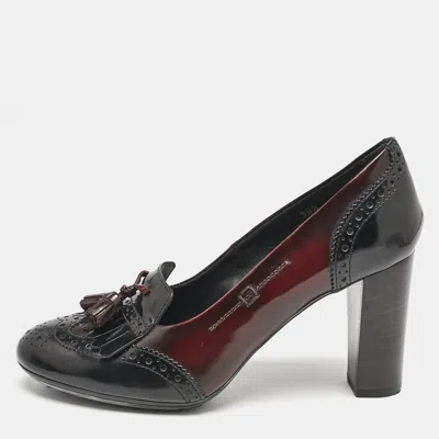 Pre-owned Tod's Two Tone Leather Penny Loafer Pumps Size 38.5
