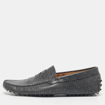 Pre-owned Tod's Two Tone Leather Slip On Driver Loafers Size 44.5 In Gray