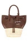 Tod's Two-tone Rafia And Leather Shopping Bag In Brown