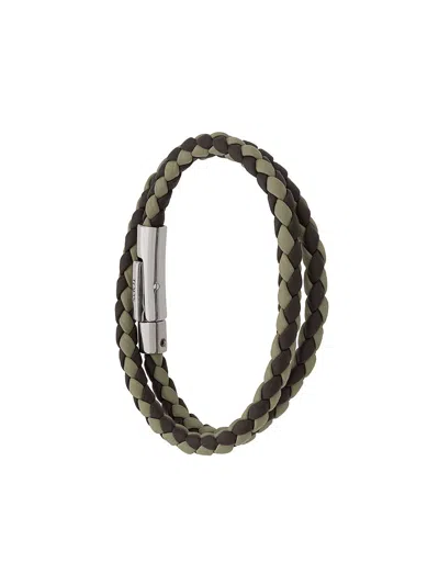 Tod's Two-tone Weave Wrap Bracelet In Green