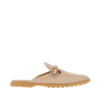 Tod's Ubuck Leather Sabot In Pink