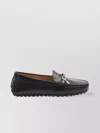 Tod's Urban Brushed Leather Loafers With Decorative Strap In Black