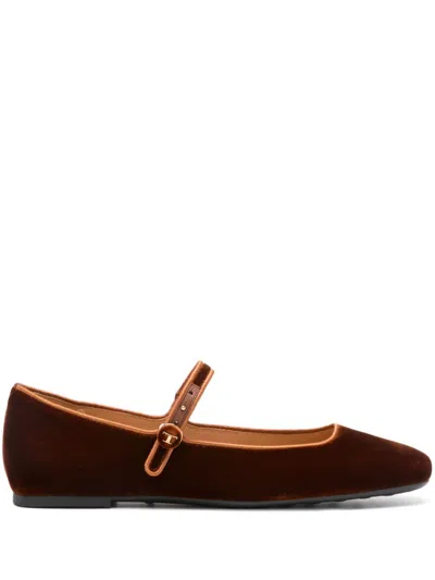 Tod's Velour Ballerina Shoes In Brown
