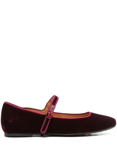 Tod's Velvet Ballet Flats In Rojo Oscuro