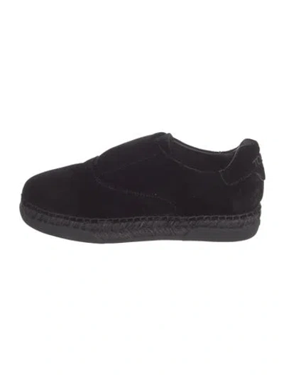 Pre-owned Tod's Velvet Braided Accents Espadrilles In Black