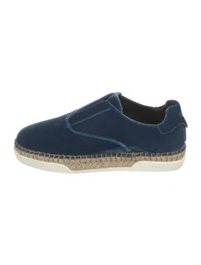 Pre-owned Tod's Velvet Espadrilles W/ Tags In Blue