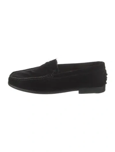Pre-owned Tod's Velvet Loafers In Black