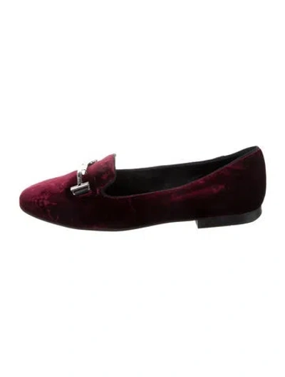 Pre-owned Tod's Velvet Loafers In Burgundy