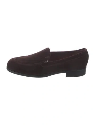 Pre-owned Tod's Velvet Loafers In Burgundy