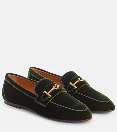 Tod's Velvet Loafers In Metallic