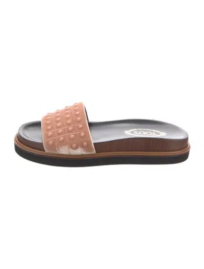 Pre-owned Tod's Velvet Studded Accents Slides W/ Tags In Black