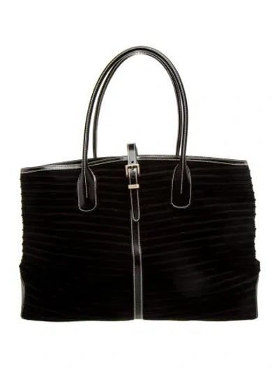 Pre-owned Tod's Velvet Top Handle Bag In Black