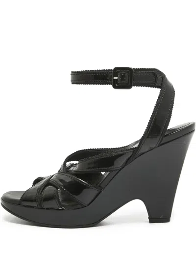 Pre-owned Tod's Vintage 105mm Patent-leather Wedge Sandals