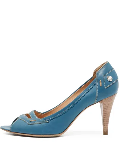 Pre-owned Tod's Vintage 110mm Leather Heeled Sandals In Blue