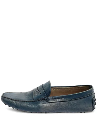 Pre-owned Tod's Vintage 2024 Pebble Leather Gommino Loafers In Blue