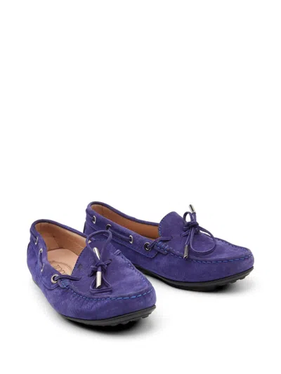Pre-owned Tod's Vintage Bow Slip-on Loafers In Purple