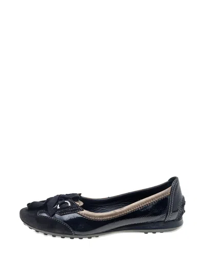 Pre-owned Tod's Vintage Bow-detail Ballet Flats In Black