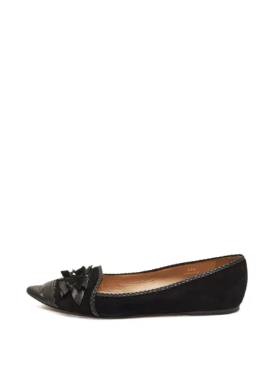 Pre-owned Tod's Vintage Bow-detail Ballet Flats In Black