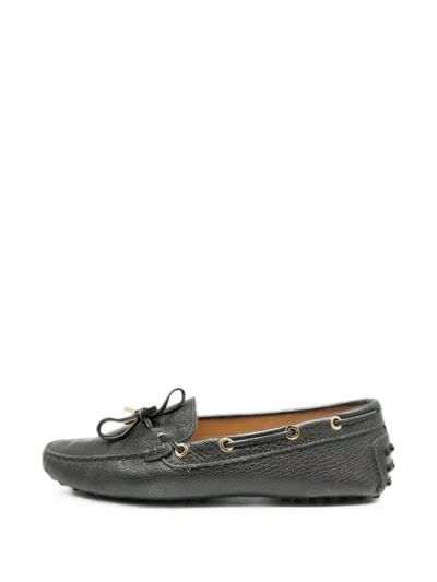 Pre-owned Tod's Vintage Bow-detail Loafers In Black