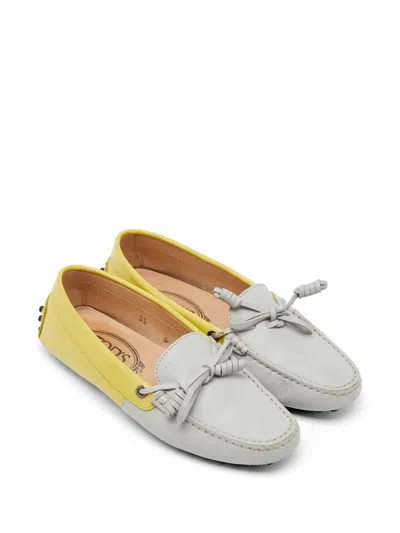 Pre-owned Tod's Vintage Bow-detail Loafers In Gray