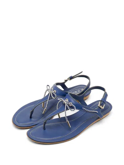 Pre-owned Tod's Vintage Bow-detail Thong Sandals In Blue