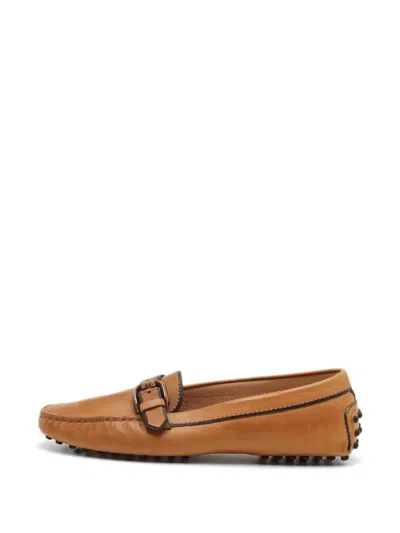 Pre-owned Tod's Vintage Buckle Slip-on Loafers In Neutral