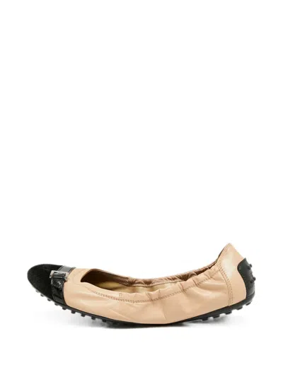 Pre-owned Tod's Vintage Buckled Ballet Flats In Neutral